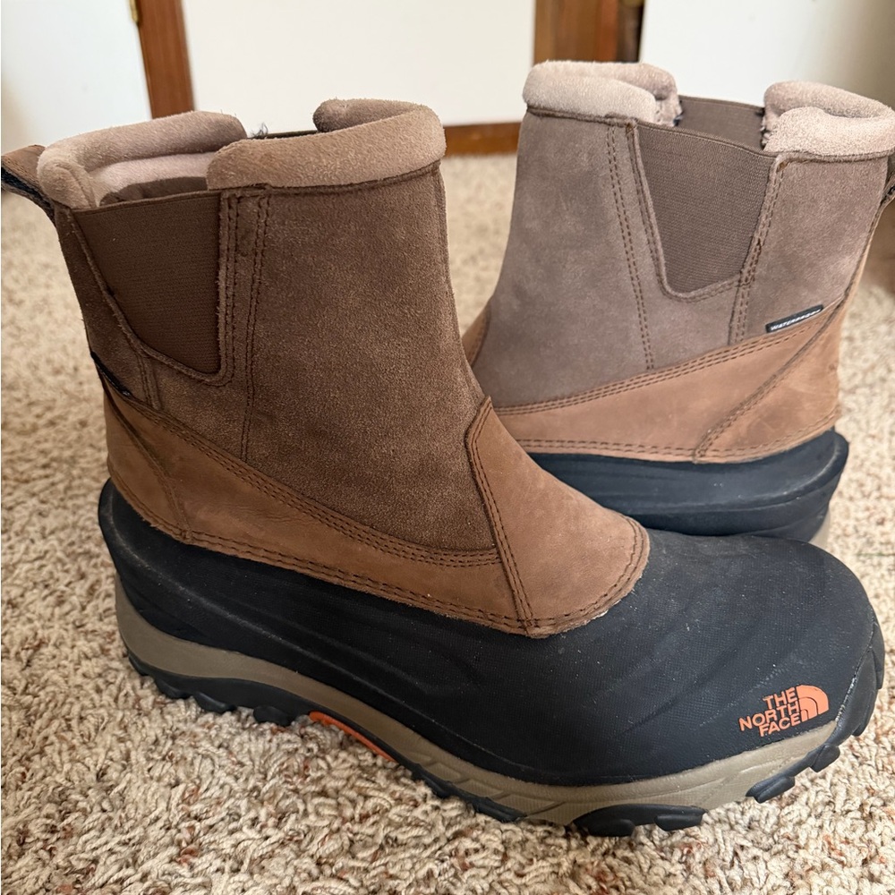 The North Face Tan and Black Winter Boots